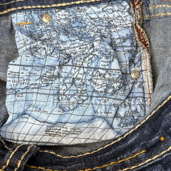 Mek Denim Jeans Womens Sz 26/32 Clayton Slim Boot Low-Rise Embroidered Flap - Picture 11 of 16